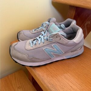 New Balance Light Gray & Pale Blue Retro Running Sneakers